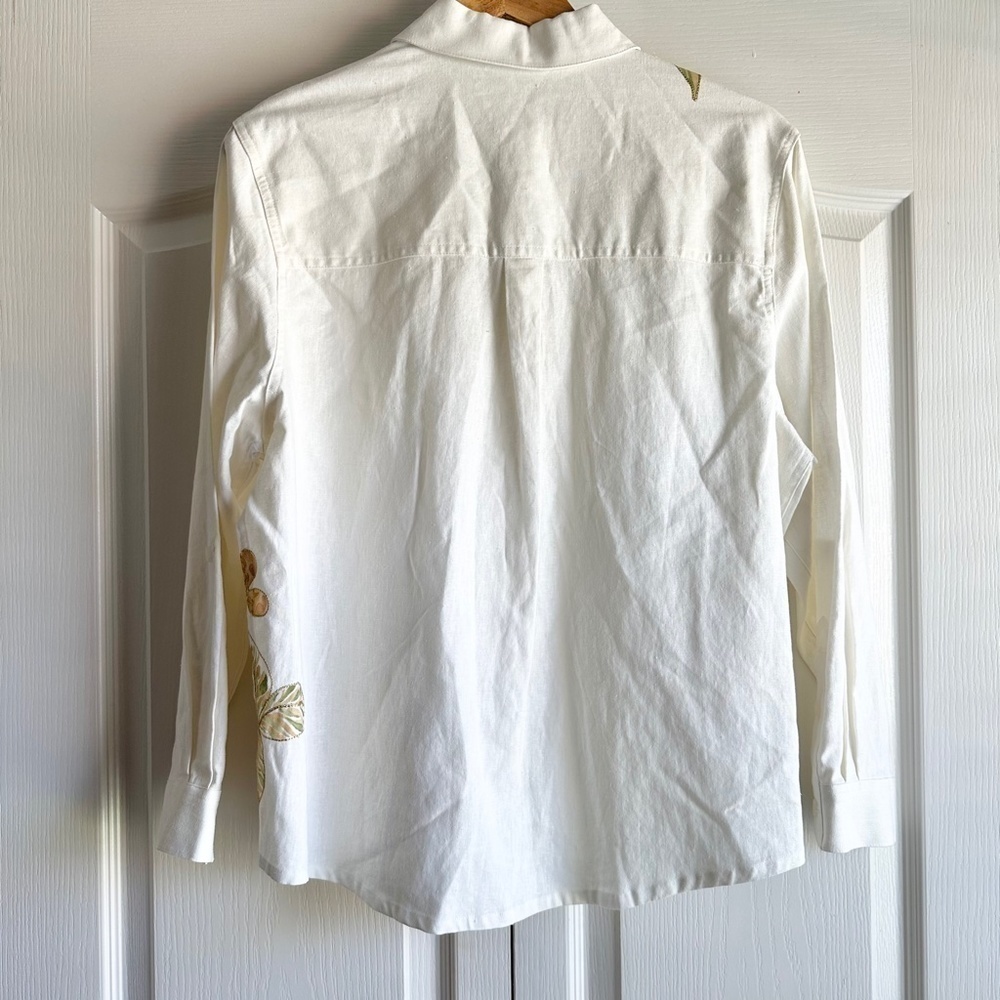 Draper’s & Damon’s Linen Floral Embroidered Top Vintage - Picture 10 of 10